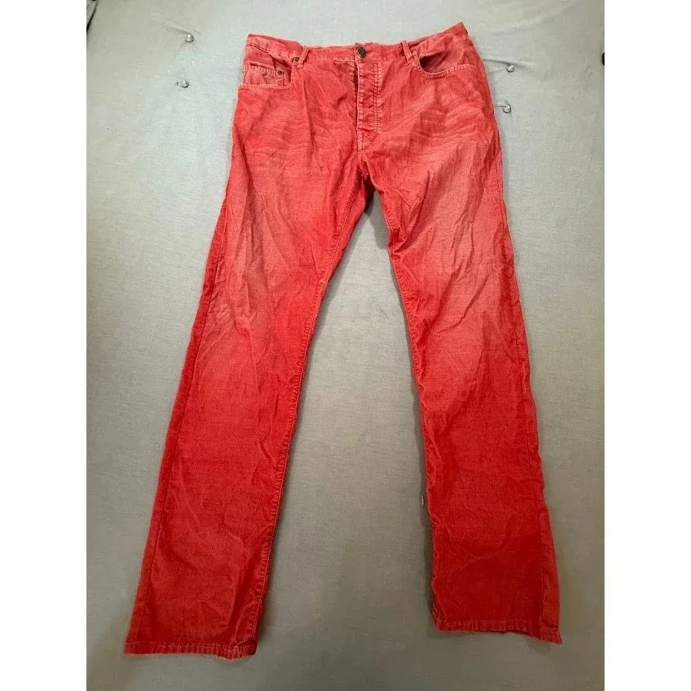 True Religion Mens‎ Red Washed Corduroy Straight Leg Casual Pants Size 36x32.